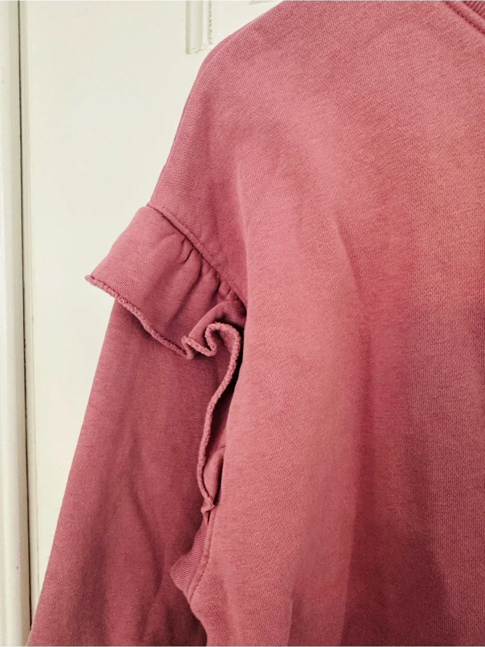 Gap Kids Vintage Soft Ruffle Cropped Sweatshirt Dusty Rose Sz 12 (XL)